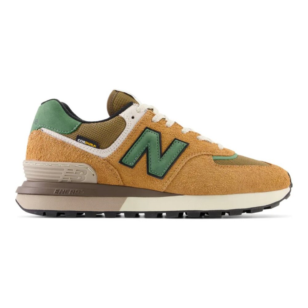 New Balance Men's Suede Mesh Sneaker in Tan & Green